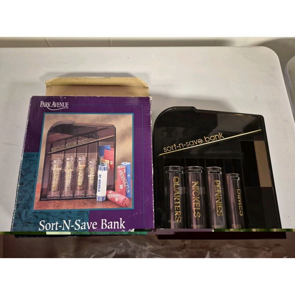 Park Avenue Sort-N-Save Automatic Coin Sorter Bank 4 Tubes Box Instructions